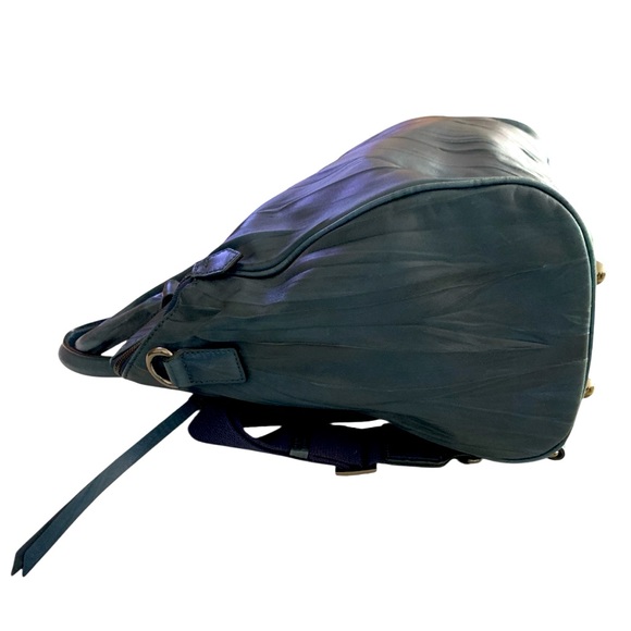 MANAS Liberta Navy Blue Leather Convertible Satchel Backpack - Picture 9 of 9